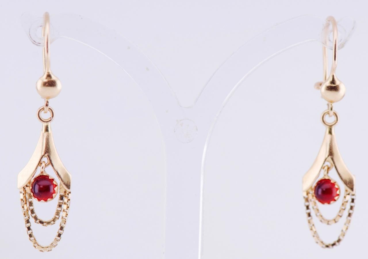 Antique German Art-Deco Earrings Set 18k Gold c1930's by Max Rieger Boxed