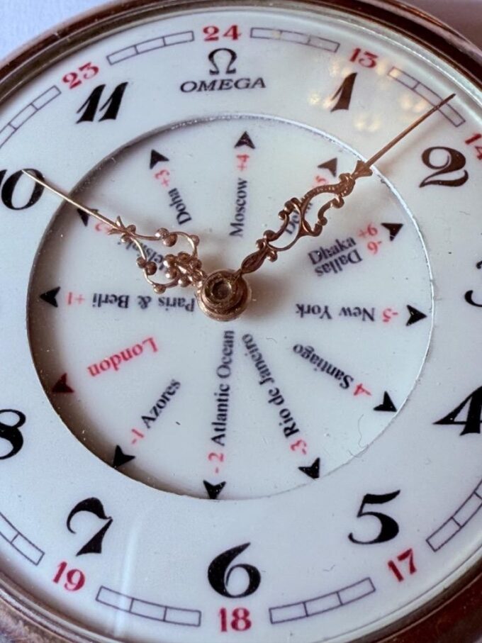 Antique Omega Silver World Time Pocket Watch c.1900’s – Perfect Working Order
