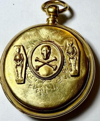 Antique Victorian Memento Mori Pocket Watch – Gilt Silver Chased Case – c1850’s