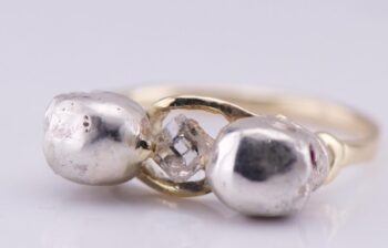 Antique Victorian Memento Mori Skull Ring 14K Gold Diamond Rubies Size 8