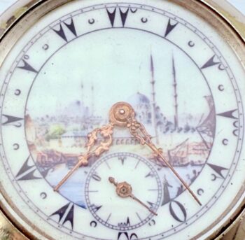 Antique BEAUCOURT Swiss Pocket Watch – Enamel Ottoman Mosque Dial, 6 Rubis, 45mm