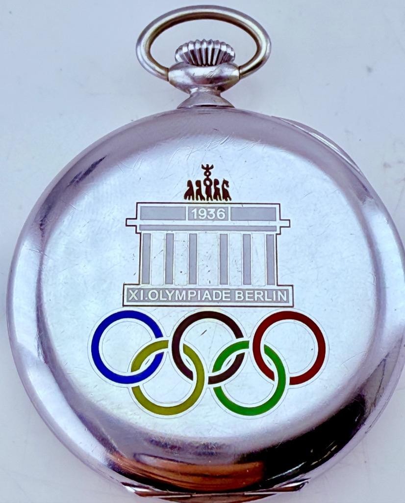Historic Antique Zenith Pocket Watch 1936 Berlin Olympic Games Enamel Case
