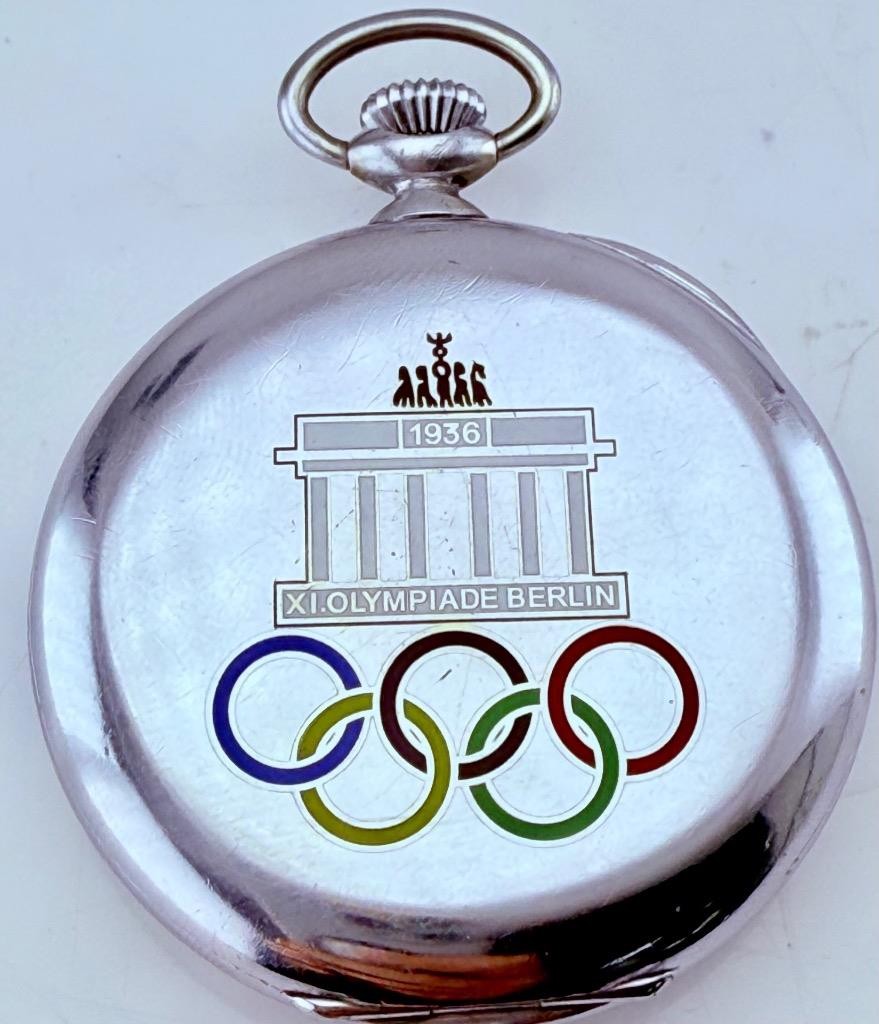 Historic Antique Zenith Pocket Watch 1936 Berlin Olympic Games Enamel Case