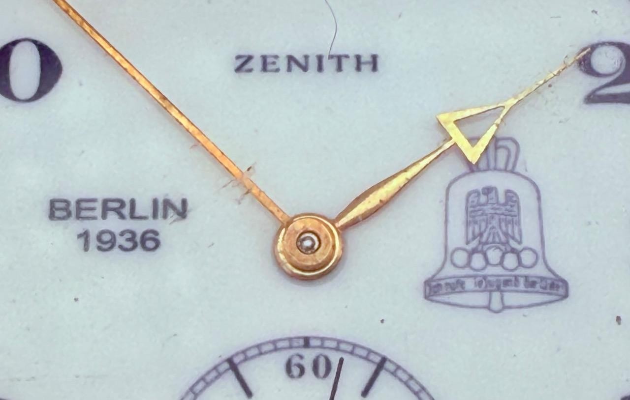 Historic Antique Zenith Pocket Watch 1936 Berlin Olympic Games Enamel Case