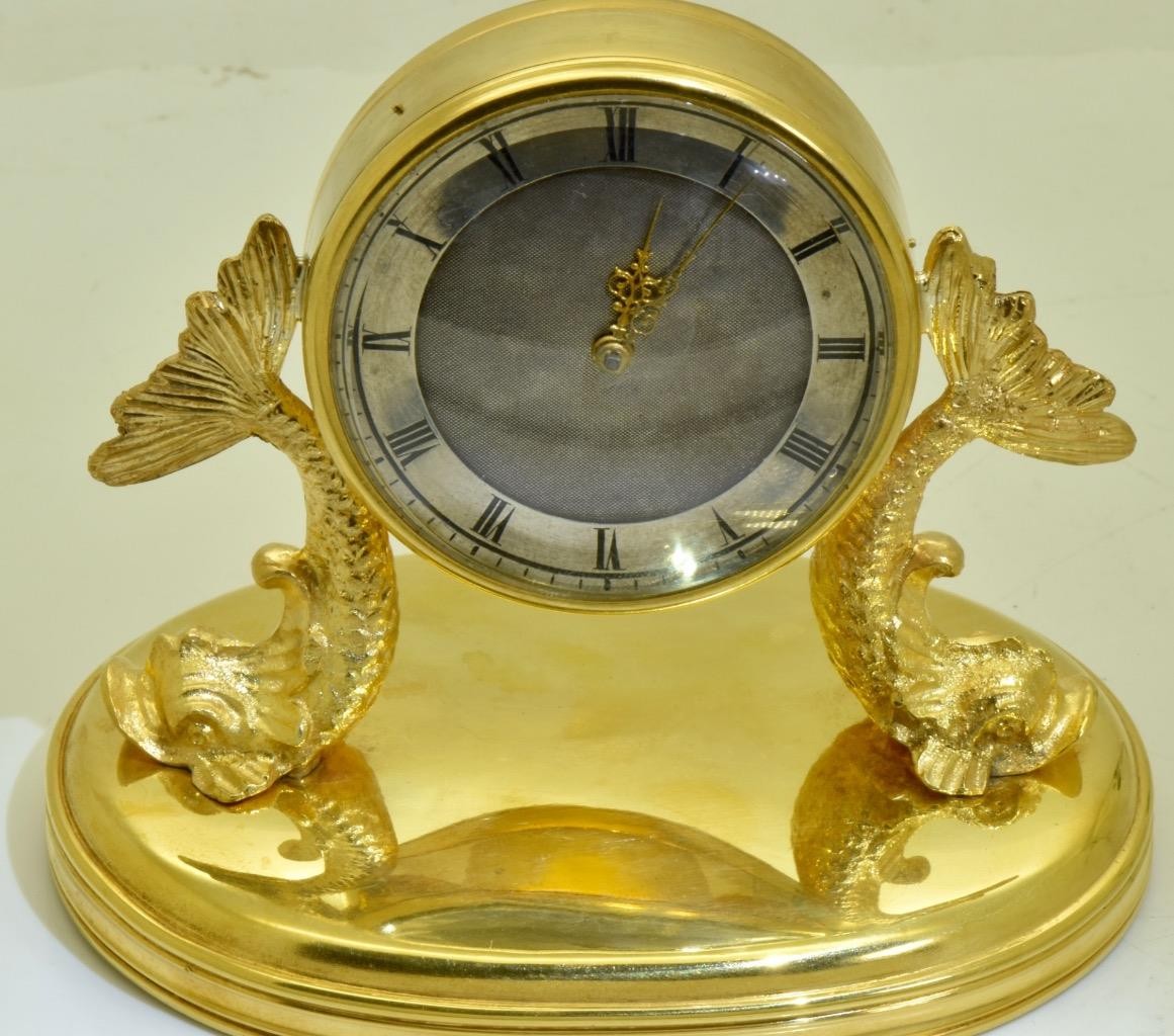Antique French Desk Clock Verge Fusee Gilt Silver c1800's WORKING ORDER RARE