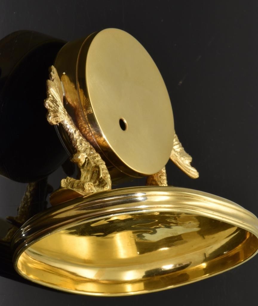 Antique French Desk Clock Verge Fusee Gilt Silver c1800's WORKING ORDER RARE