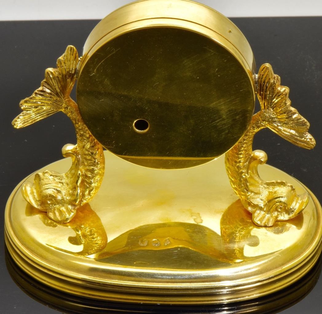 Antique French Desk Clock Verge Fusee Gilt Silver c1800's WORKING ORDER RARE