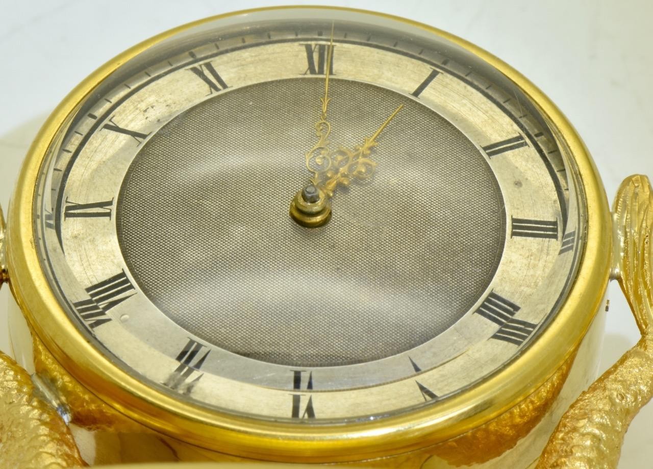 Antique French Desk Clock Verge Fusee Gilt Silver c1800's WORKING ORDER RARE