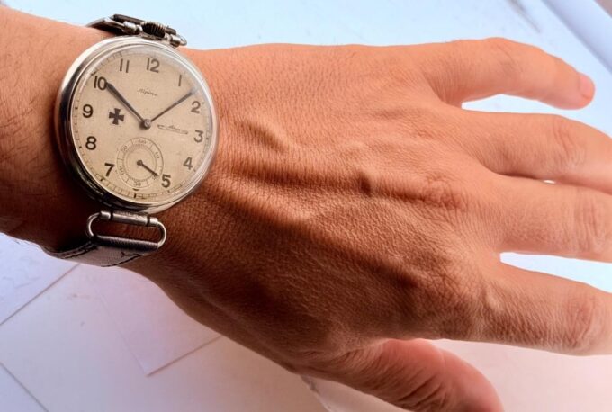 Antique WWI German Navy U-Boat Officer’s Alpina Wristwatch – Iron Cross Dial