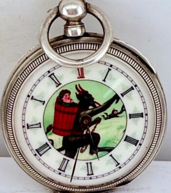 Antique French Memento Mori Silver Pocket Watch – Ouroboros Snake & Skull Case
