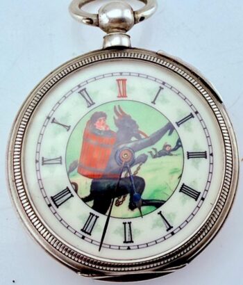 Antique French Memento Mori Silver Pocket Watch – Ouroboros Snake & Skull Case