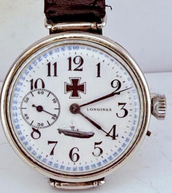 WWI German Imperial Navy U-Boat Officer’s Longines Wristwatch – Iron Cross Dial