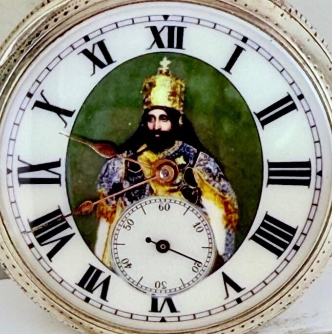 Antique Silver Pocket Watch CHRONOMETER Award by Ethiopian King Haile Selassie