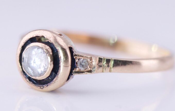 Antique Victorian Ladies Ring 14k Gold and Old Rose Cut Diamond c1880's