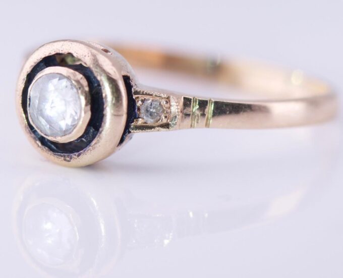 Antique Victorian Ladies Ring 14k Gold and Old Rose Cut Diamond c1880's