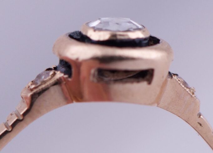 Antique Victorian Ladies Ring 14k Gold and Old Rose Cut Diamond c1880's