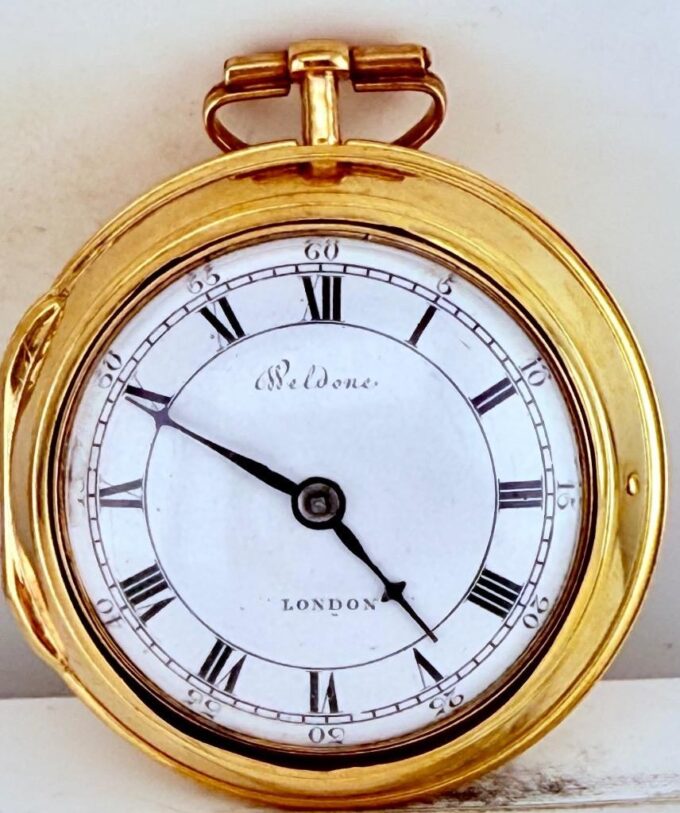 Verge Fusee Pocket Watch Georgian Era c.1750 Gilt Silver Pair Case Memento Mori