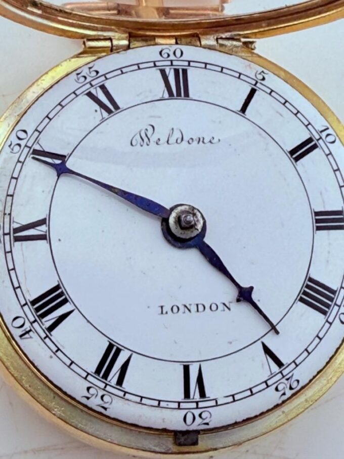 Verge Fusee Pocket Watch Georgian Era c.1750 Gilt Silver Pair Case Memento Mori