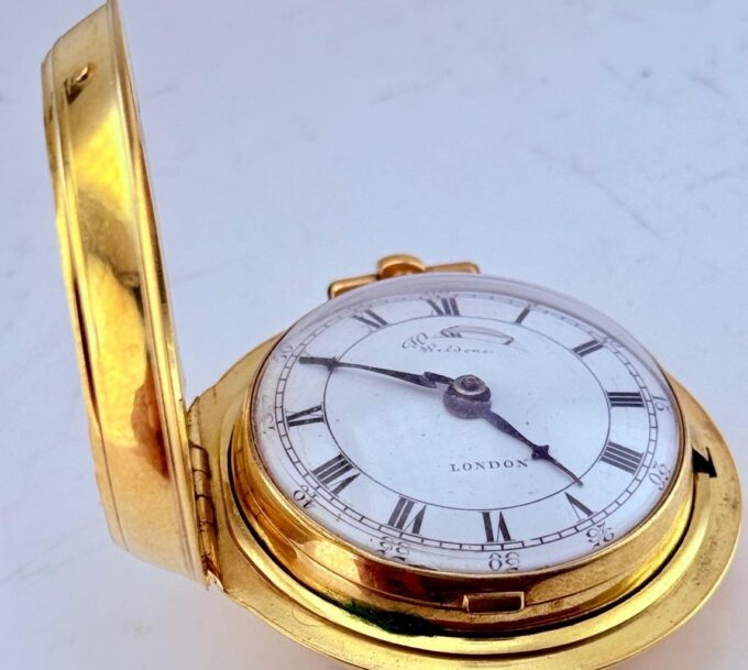 Verge Fusee Pocket Watch Georgian Era c.1750 Gilt Silver Pair Case Memento Mori