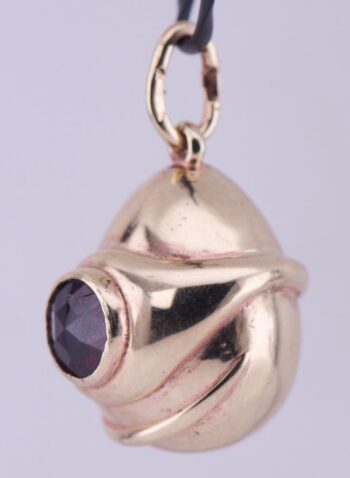 Antique Empire FABERGE Easter Egg Pendant 14k Gold Garnet Serpent-Like c1906