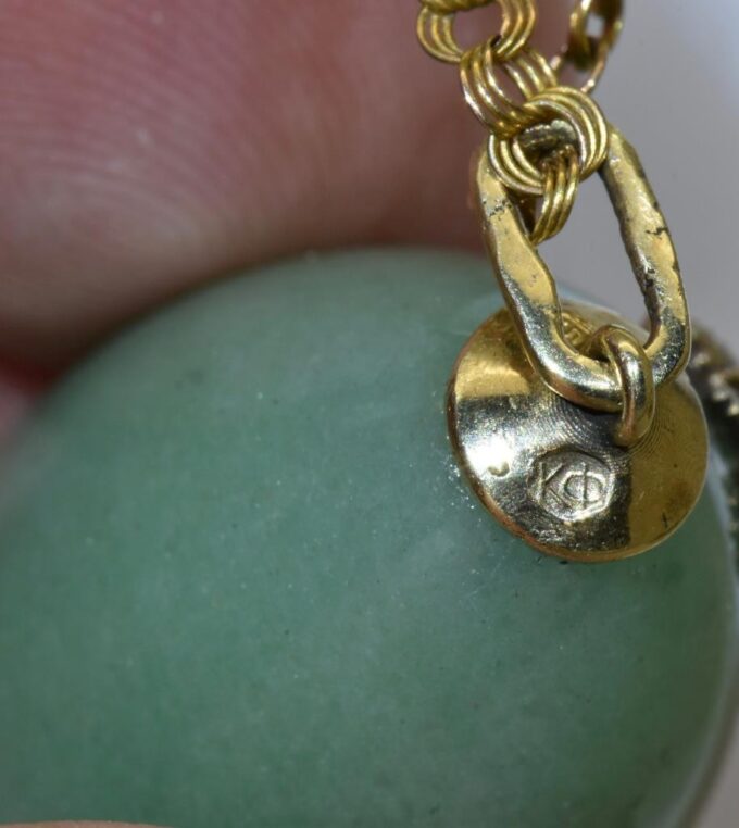 Imperial Gold Carved Jade Easter Egg Pendant Empress Maria