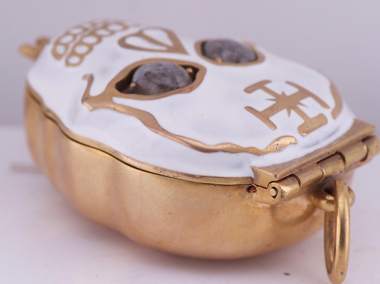 Antique French Pocket Watch Verge Fusee Memento Mori Skull Case by Henry LeBeuf