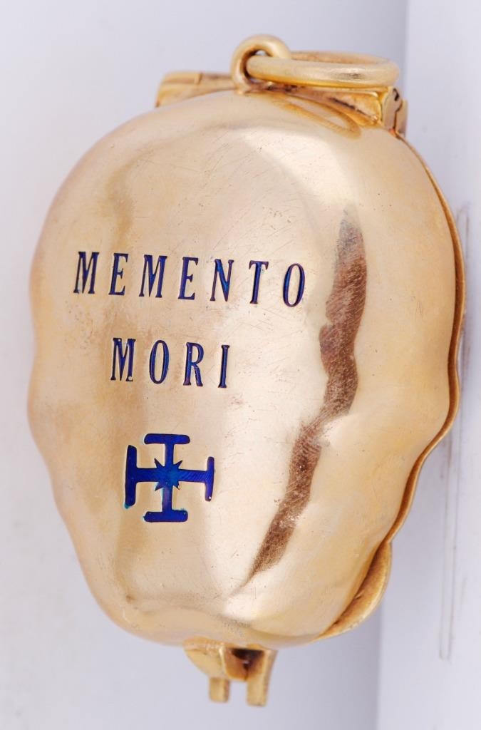 Antique French Pocket Watch Verge Fusee Memento Mori Skull Case by Henry LeBeuf