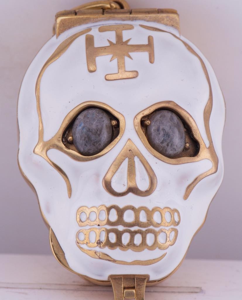 Antique French Pocket Watch Verge Fusee Memento Mori Skull Case by Henry LeBeuf