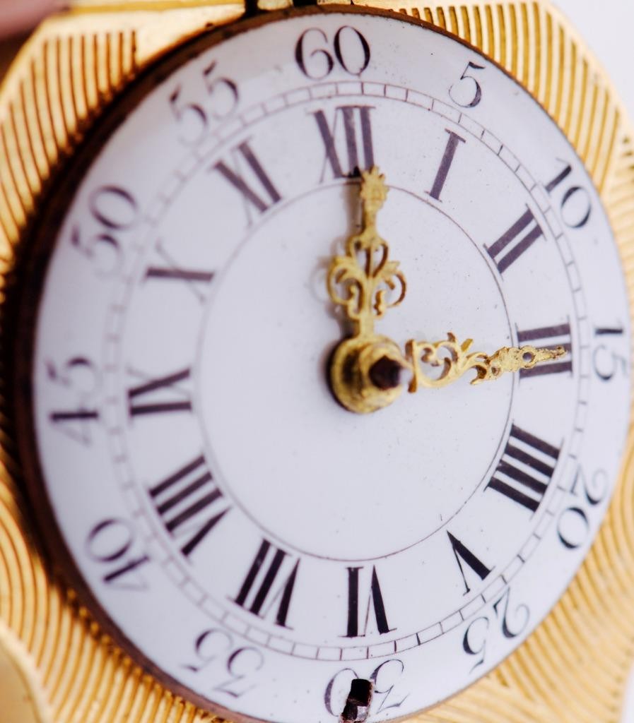 Antique French Pocket Watch Verge Fusee Memento Mori Skull Case by Henry LeBeuf