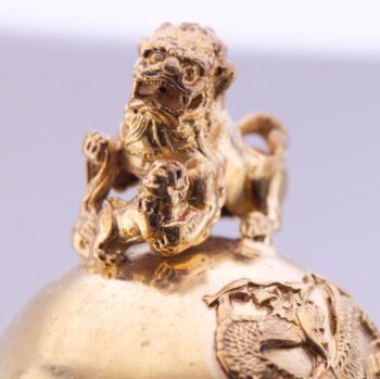 Antique Verge Fusee CALENDAR Desk Clock Chinese Qing Dynasty Dragon Gilt Bronze