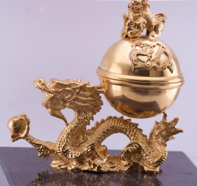 Antique Verge Fusee CALENDAR Desk Clock Chinese Qing Dynasty Dragon Gilt Bronze