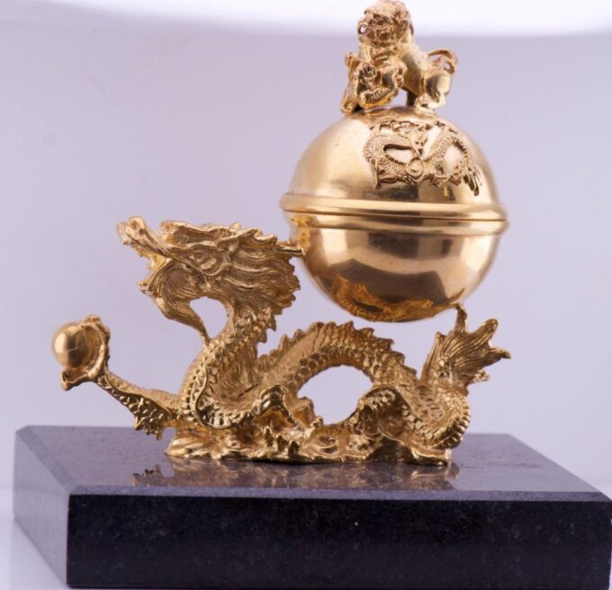 Antique Verge Fusee CALENDAR Desk Clock Chinese Qing Dynasty Dragon Gilt Bronze