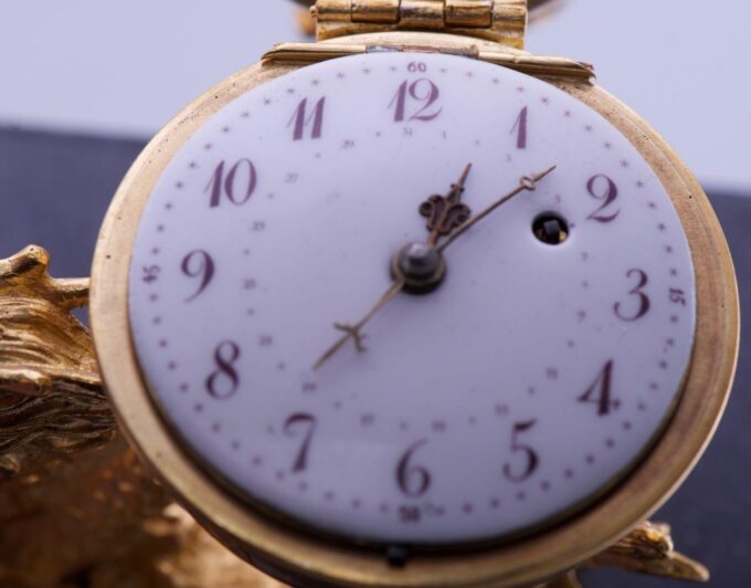 Antique Verge Fusee CALENDAR Desk Clock Chinese Qing Dynasty Dragon Gilt Bronze