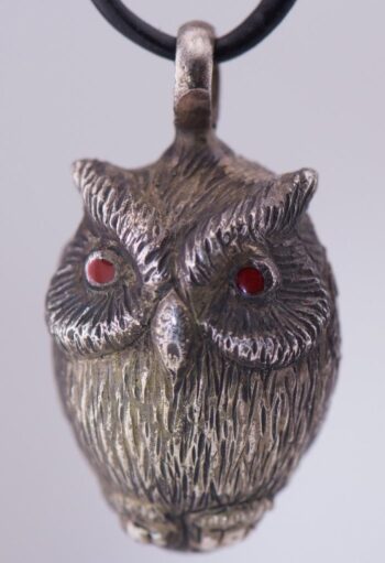 Imperial Faberge Easter Egg Owl Pendant Silver Enamel Engraved c1907