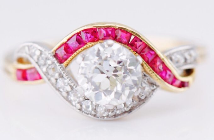 FABERGE Ring Antique Imperial 18k Gold Rubies-Awarded by Tsar Nicholas II c1890