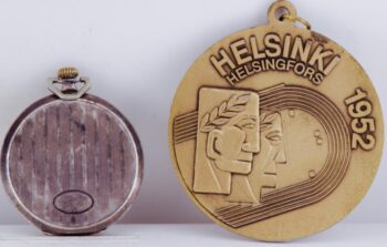 1952 Helsinki Olympic Games Silver Pocket Watch & Bronze Medal Presentation Set