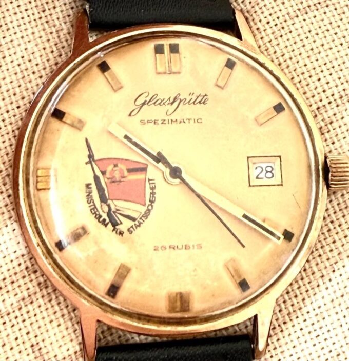Vintage Glashütte Spezimatic Wristwatch –German Stasi (MfS) Ministry-26 Rubies