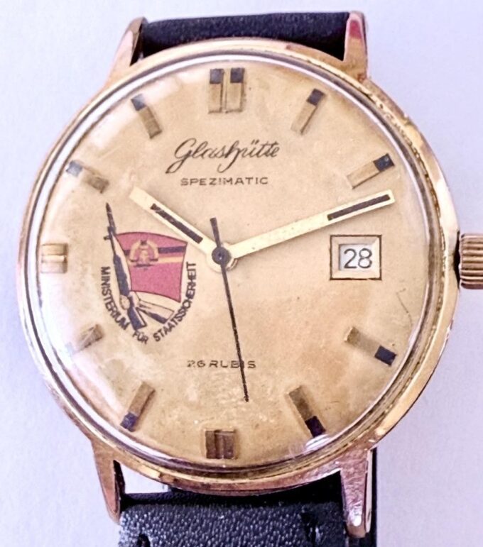 Vintage Glashütte Spezimatic Wristwatch –German Stasi (MfS) Ministry-26 Rubies