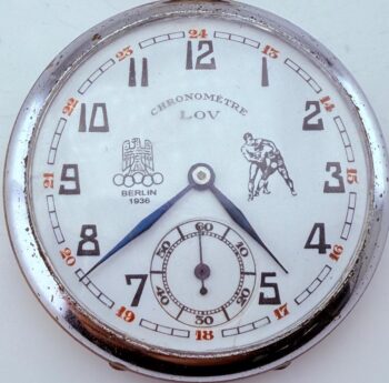 1936 Chronomètre LOV Berlin Olympic Games Pocket Watch – Wrestlers Dial – Rare