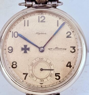 Antique WWI German Navy U-Boat Officer’s Alpina Wristwatch – Iron Cross Dial