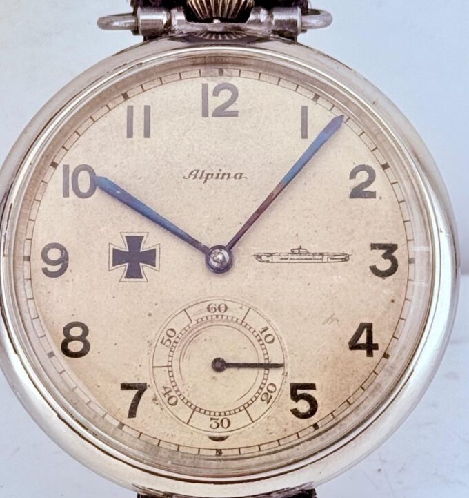 Antique WWI German Navy U-Boat Officer’s Alpina Wristwatch – Iron Cross Dial