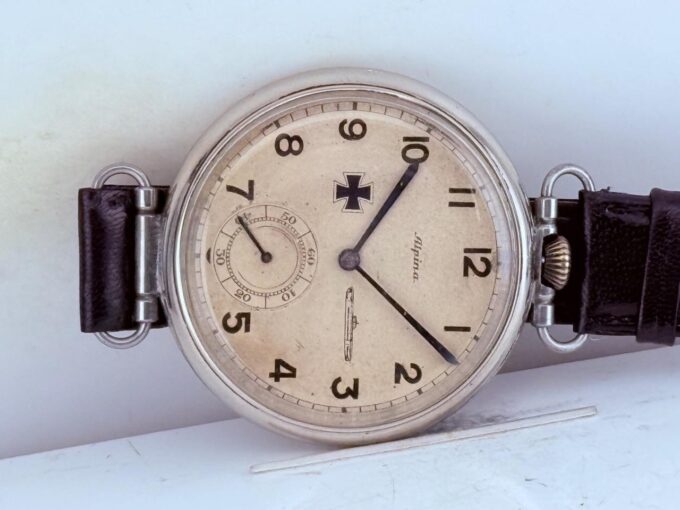 Antique WWI German Navy U-Boat Officer’s Alpina Wristwatch – Iron Cross Dial