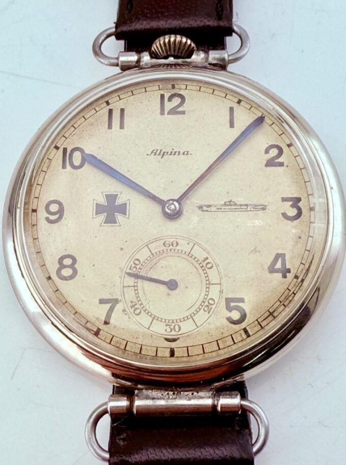 Antique WWI German Navy U-Boat Officer’s Alpina Wristwatch – Iron Cross Dial