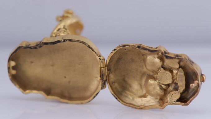 Antique Victorian Memento Mori Skull Locket / Poison Ring -18K Gilt ...