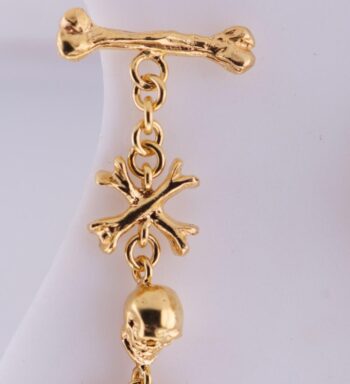 18K GOLD PLATED MEMENTO MORI SKULL Pocket Watch Crank Key Chain Fob