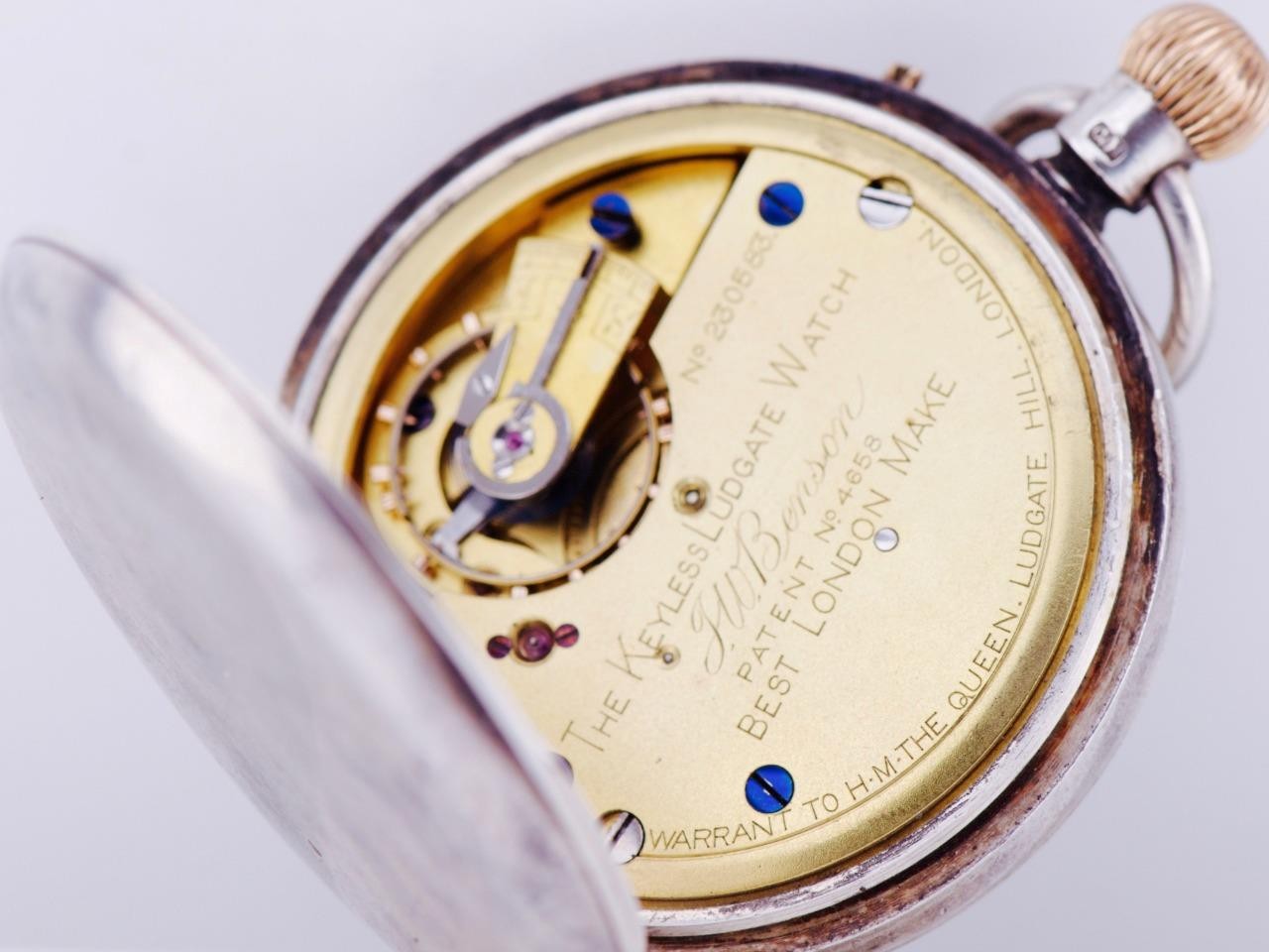 Antique J.Benson Sterling Silver Pocket Watch-CHRONOMETER Maker to King George V