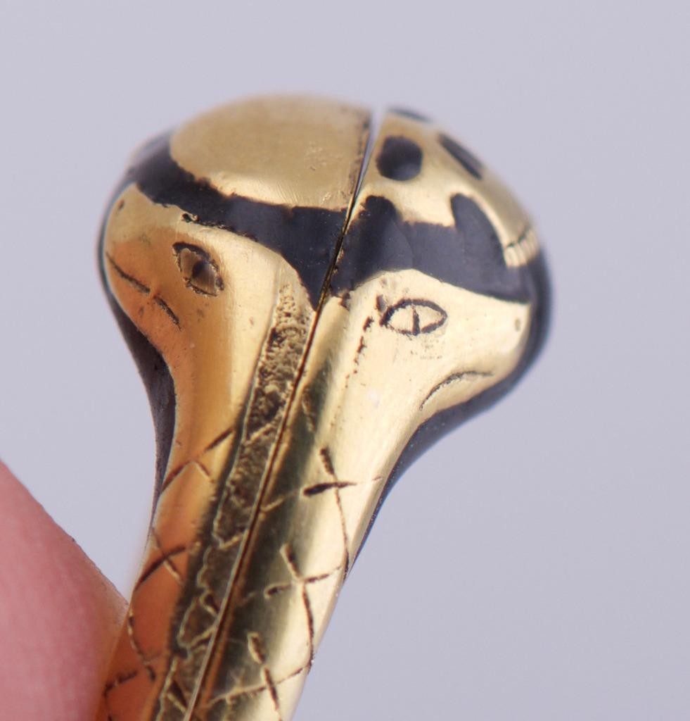 Antique Victorian Gilt Silver & Enamel Memento Mori Skull Poison Locket Ring