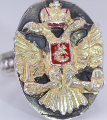 Antique Imperial Gilt Silver Enamel Men’s Award Ring – Dated 1890 – RARE
