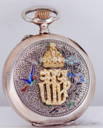 Antique Imperial Tsar's Era Presentation Pocket Fob Watch Silver Enamel c1910