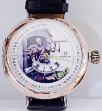 Antique Omega Silver Memento Mori “Digital Hours” Wristwatch – 48mm – Rare
